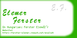 elemer ferster business card